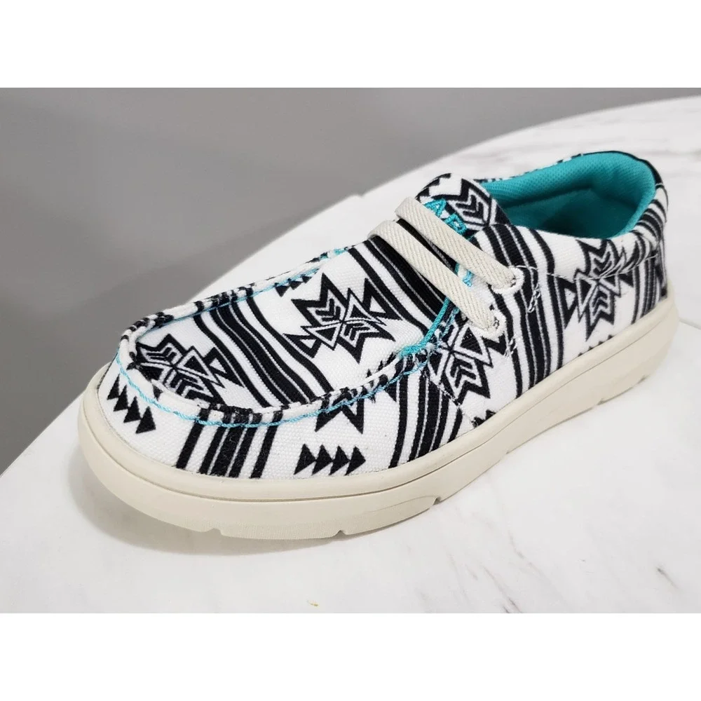 NEW WITHOUT BOX - ARIAT KIDS Youth Hilo Slip On Shoes Aztec Western‎ - Size 12